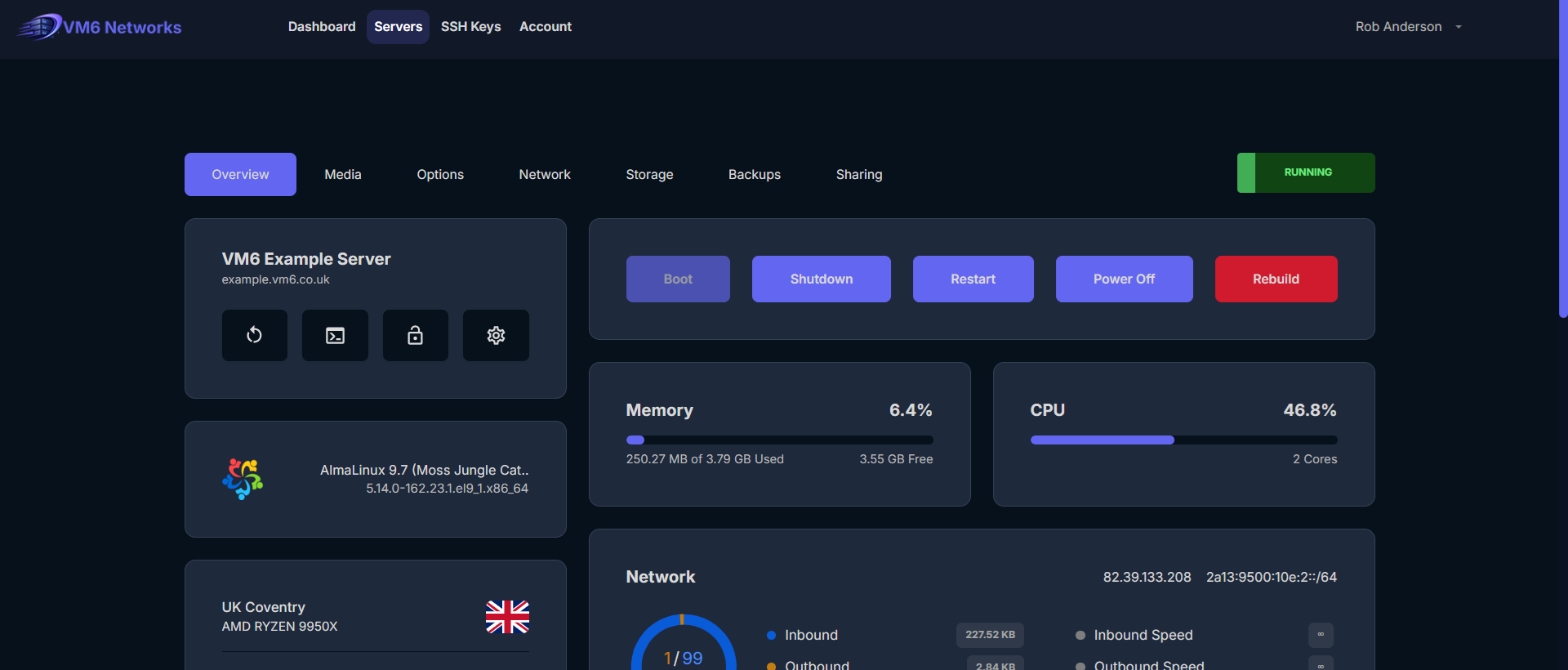 VirtFusion control panel dashboard overview