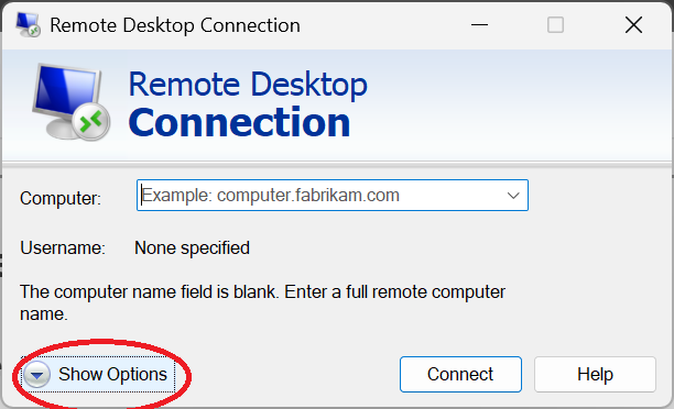 more options windows remote desktop